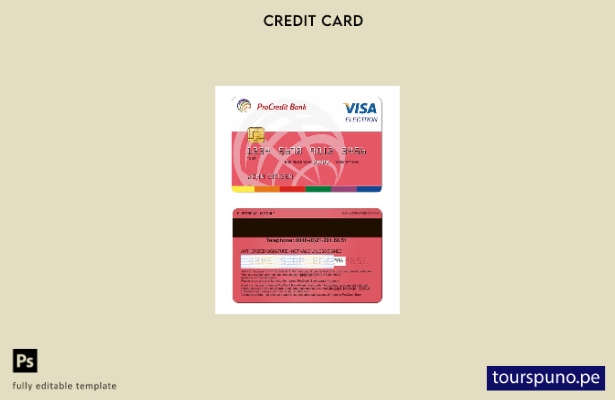 listo para imprimir plantilla Visa Electron de Rumania ProCredit Bank